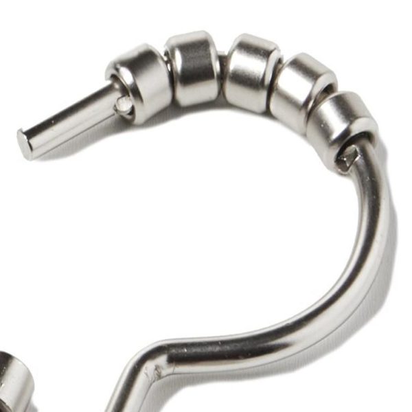 Saturday Knight Ltd Double Hang Iron Bath Shower Curtain Hooks - 6.27x3.56x1.38 , Chrome For Sale