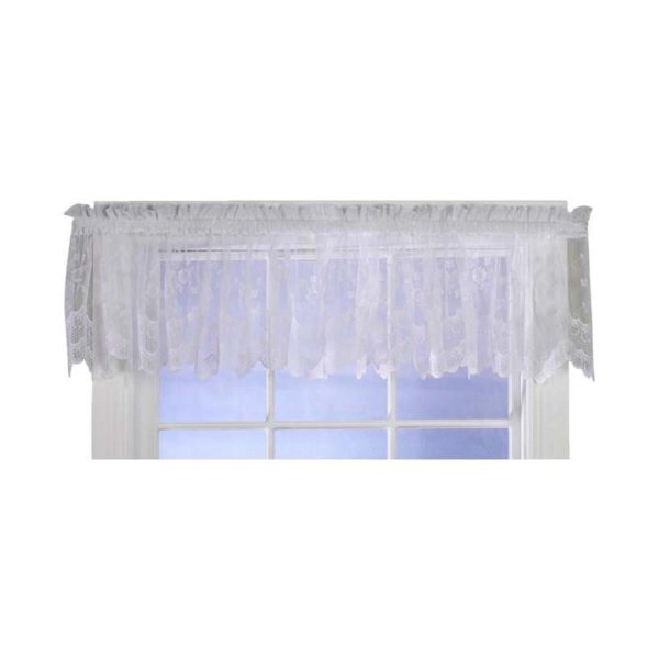 Commonwealth Habitat Mona Lisa Jacquard Scalloped Lace Tailored Valance - 56x15  - White Online now - Image 2