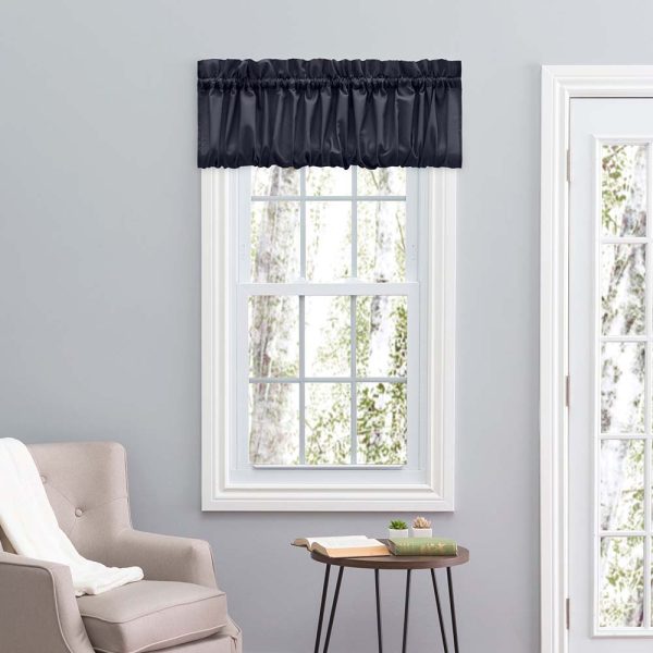 Ellis Stacey 1.5  Rod Pocket High Quality Fabric Solid Color Window Balloon Valance 60 x15  Navy Online now - Image 3