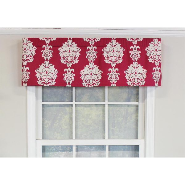 RLF Home Free Spin Tailored 100% Cotton with Fully Lined 3  Rod Pocket Valnance for Windows 50  x 14  Red on Sale - Image 3