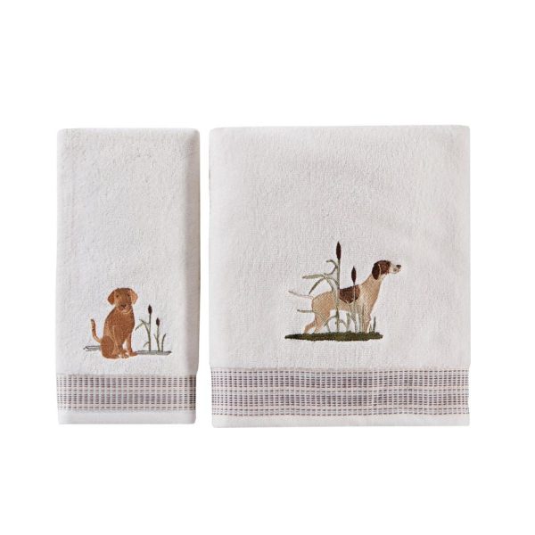 Saturday Knight Ltd Adirondack Dogs Outdoor Life Woven End Hem Bath Towel - 27x50 , White For Sale - Image 3