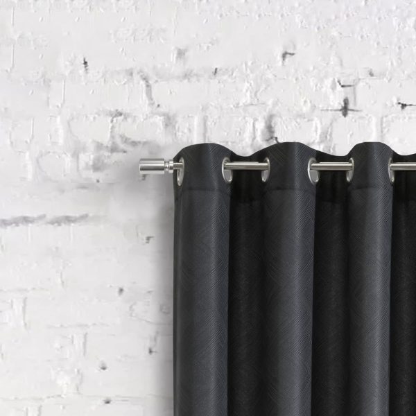 Habitat Abstract Light Filtering Geometric Jacquard Grommet Curtain Panel Charcoal on Sale - Image 3