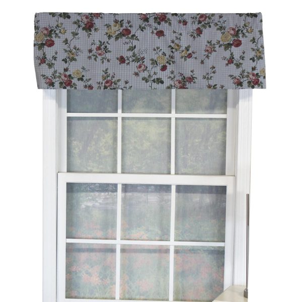 RLF Home Flower Grid Tailored 100% Cotton with Fully Lined 3  Rod Pocket Valnance for Windows 50  x 14  Chetwode Hot on Sale - Image 2