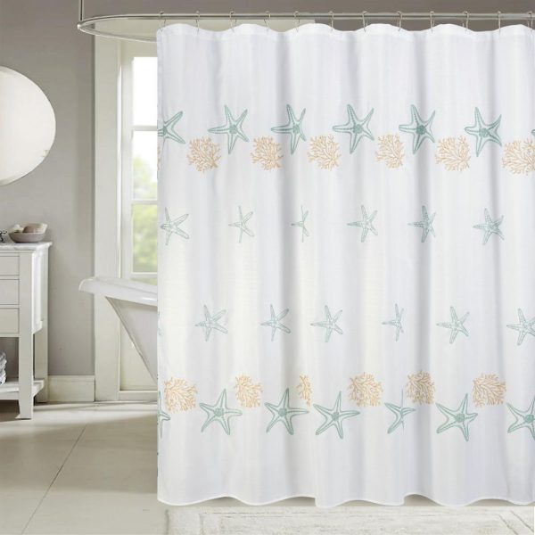 RT Designers Collection Seastar Embroidered Stylish Shower Curtain 70  x 72  Gold Cheap - Image 2