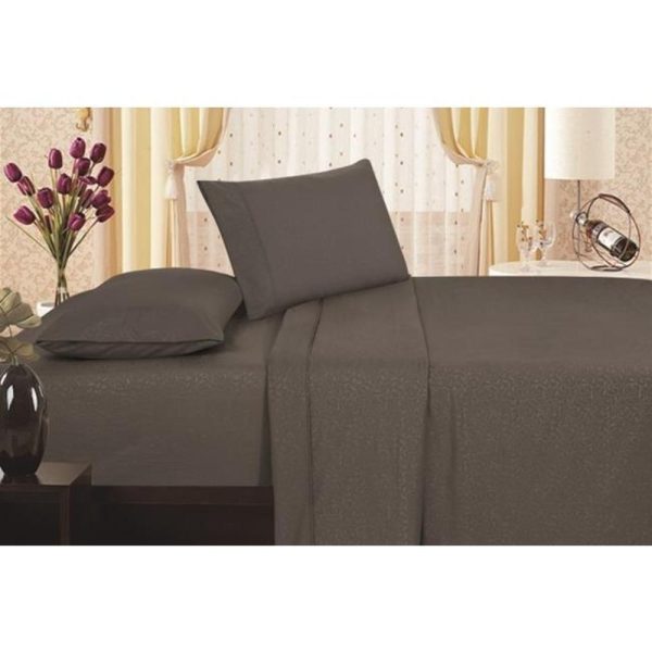 Plazatex Vine Print 90GSM Brushed Microfiber Soft Wrinkle Free Sheet Set Gray Sale