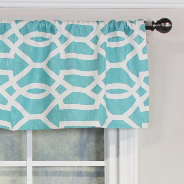 RLF Home Moroccan Tailored 100% Cotton with Fully Lined 3  Rod Pocket Valnance for Windows 50  x 14  Turquoise Online now - Image 4