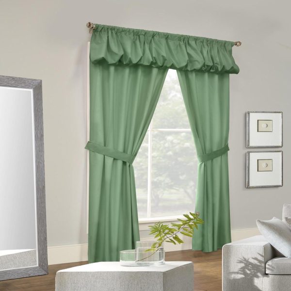 Commonwealth Thermalogic Prescott Energy Efficient 5 Piece Window Curtain Set - Sage For Cheap