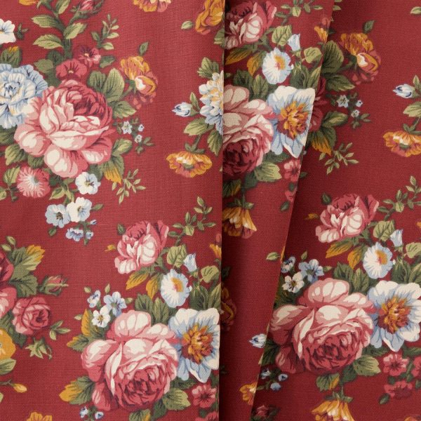 Ellis Bella Rose Stylish Medium Scale Printed Floral Pattern 1.5  Rod Pocket Tailored Valance for Windows 58 x15  Red Online now - Image 5