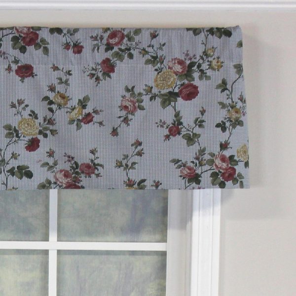 RLF Home Flower Grid Tailored 100% Cotton with Fully Lined 3  Rod Pocket Valnance for Windows 50  x 14  Chetwode Hot on Sale - Image 4