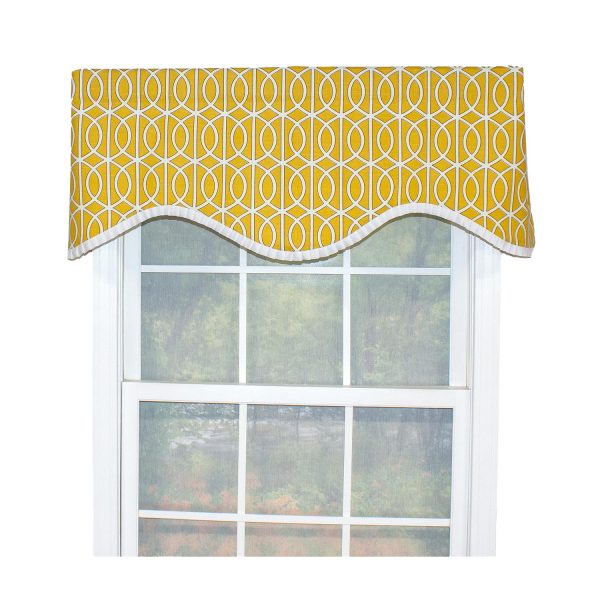 RLF Home Sequence Ruffled Cornice 100% Cotton with Fully Lined 3  Rod Pocket Valnance for Windows 50  x 17  Lemon Supply - Image 2