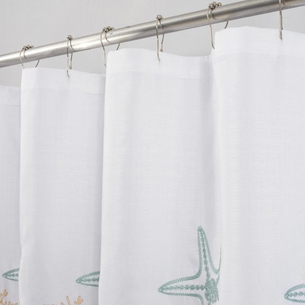 RT Designers Collection Seastar Embroidered Stylish Shower Curtain 70  x 72  Gold Cheap - Image 3