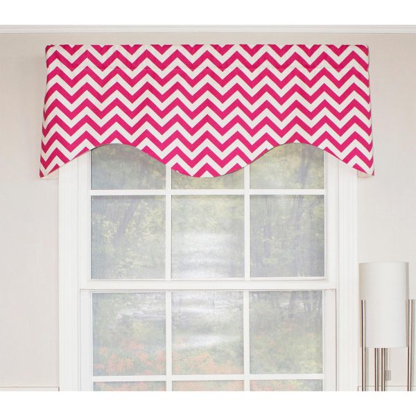 RLF Home Zig Zag Cornice  100% Cotton with Fully Lined 3  Rod Pocket Valnance for Windows 50  x 17  Lipstick Hot on Sale - Image 3