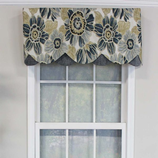 RLF Home Verona Petticoat Modern Premium Design Printed Valance 3  Rod Pocket 50  x 15  Blue Gray Online Sale - Image 3