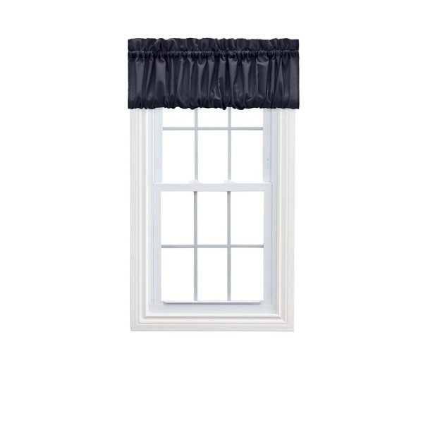 Ellis Stacey 1.5  Rod Pocket High Quality Fabric Solid Color Window Balloon Valance 60 x15  Navy Online now - Image 2