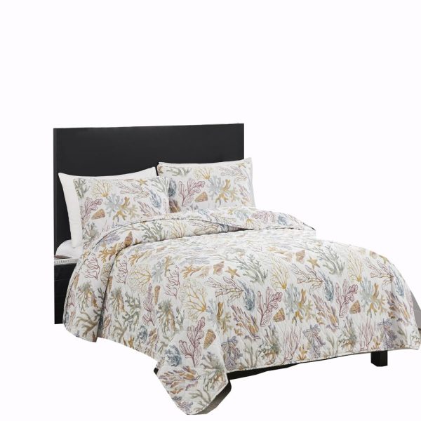 RT Designers Collection Melrose Mystic 3-Pieces Elegant Stitched Quilt Set OB Multicolor Fashion