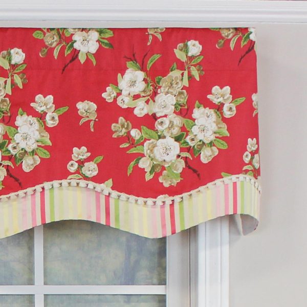RLF Home Primrose Trimmed Glory 100% Cotton with Fully Lined 3  Rod Pocket Valnance for Windows 50  x 16  Red Discount - Image 4