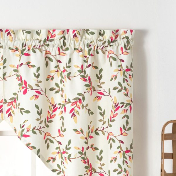 Ellis Vintage Stylish Medium Scale Printed Vine Pattern 1.5  Rod Pocket Tailored Swag for Windows 56 x36  Pecan Online Sale - Image 4
