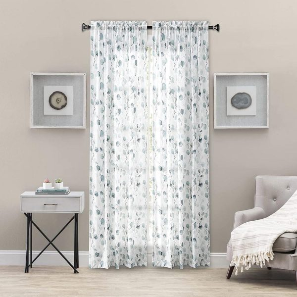 Ellis Curtain Eucalyptus Crushed Taffeta Rod Pocket Tailored Panel - Spa Cheap