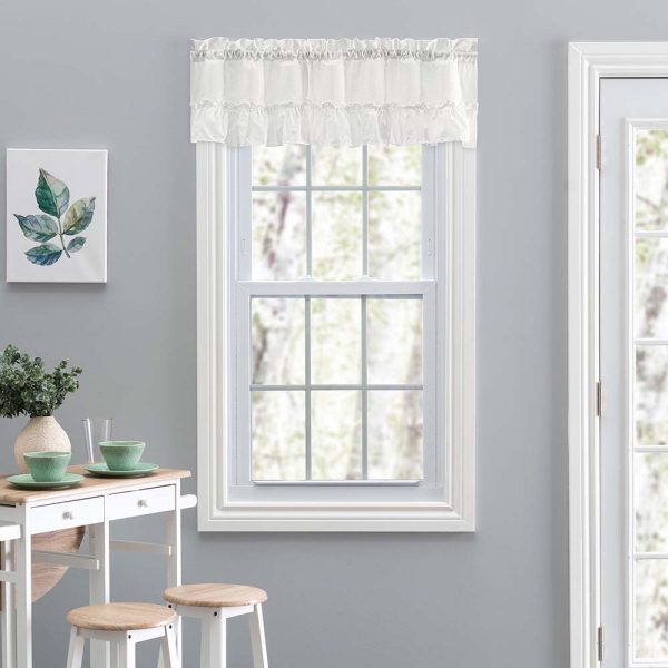 Ellis Stacey 1.5  Rod Pocket High Quality Fabric Solid Color Window Ruffled Filler Valance 54 x13  Ice Cream on Sale - Image 3
