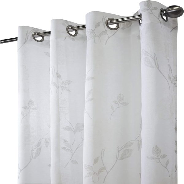 Commonwealth Giardino-71679-109-95-001 Printed Floral Curtain, White For Discount - Image 4