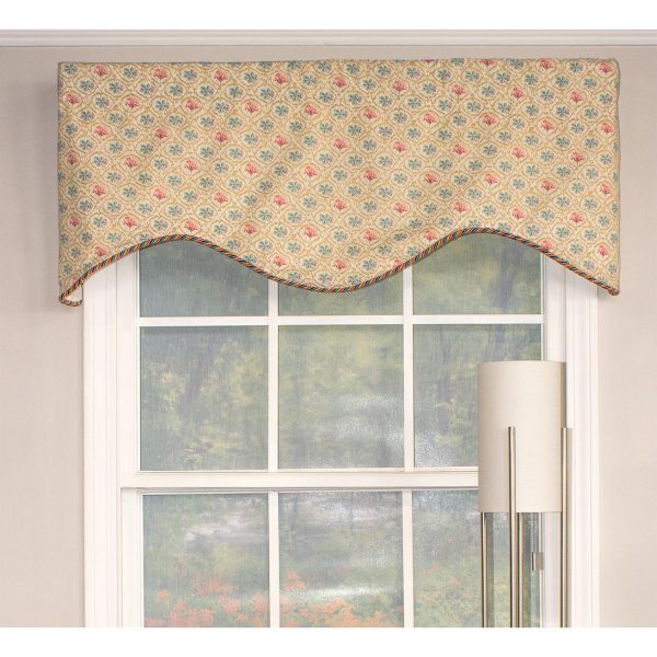 RLF Home Lake Blossom Corded Cornice 100% Cotton with Fully Lined 3  Rod Pocket Valnance for Windows 50  x 17  Multi Hot on Sale - Image 3