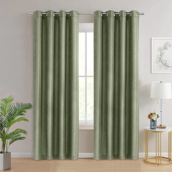 Habitat Abstract Light Filtering Energy Efficeint Grommet Curtain Panel for Windows Green Fashion - Image 2