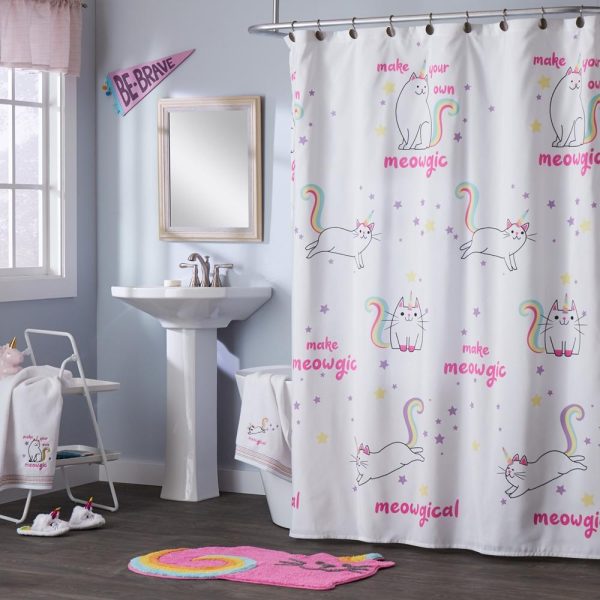 SKL Home Saturday Knight Ltd Meowgic Mythical Caticorn Design With Soft, Durable Fabric Shower Curtain - 70x72 , Multi on Sale - Image 2