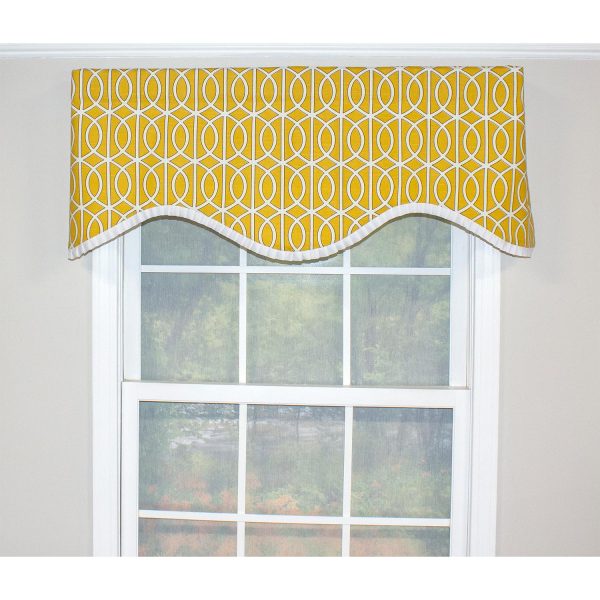 RLF Home Sequence Ruffled Cornice 100% Cotton with Fully Lined 3  Rod Pocket Valnance for Windows 50  x 17  Lemon Supply - Image 3