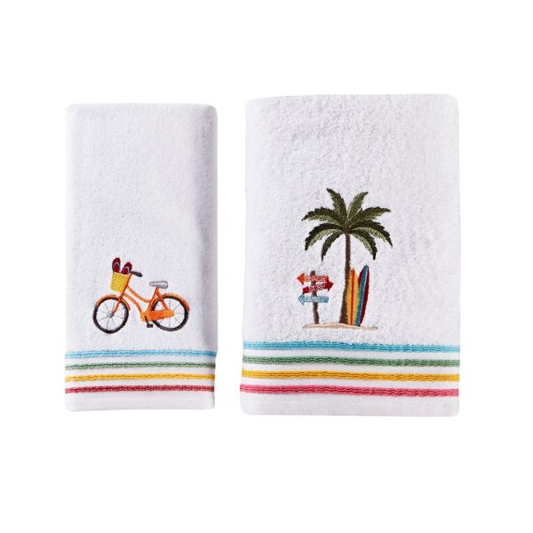 Saturday Knight Ltd Paradise Beach Rainbow Stripes And Fun Embroidery Bath Towel - 27x50 , White Online Hot Sale - Image 3