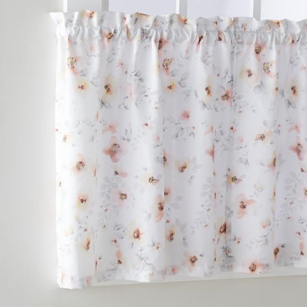 SKL Home Saturday Knight Ltd Blushing Blooms Watercolor Printed Window Tiers Curtain - 2-Piece - Blush For Discount - Image 3