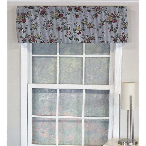 RLF Home Flower Grid Tailored 100% Cotton with Fully Lined 3  Rod Pocket Valnance for Windows 50  x 14  Chetwode Hot on Sale - Image 3