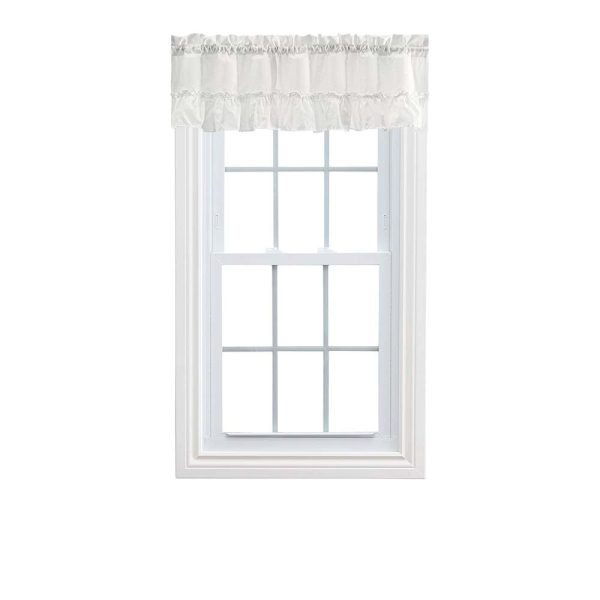 Ellis Stacey 1.5  Rod Pocket High Quality Fabric Solid Color Window Ruffled Filler Valance 54 x13  Ice Cream on Sale - Image 2
