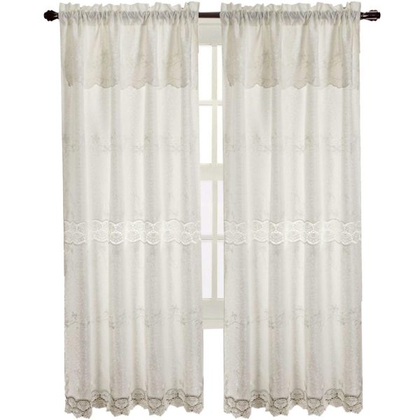 RT Designers Collection Alisa Macrame Rod Pocket Window Room Darkening Panel 54  x 84  White Discount - Image 2