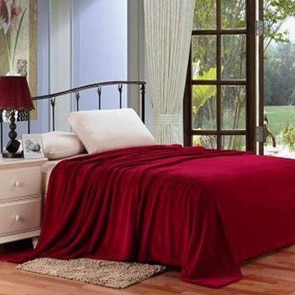 Plazatex Micro Plush Solid Blanket - Queen 86x86 , Burgundy Online now - Image 2