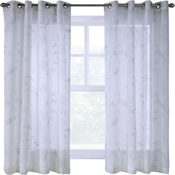 Commonwealth Giardino-71679-109-95-001 Printed Floral Curtain, White For Discount - Image 3