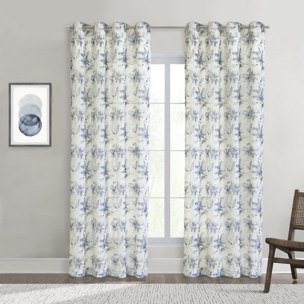 Habitat Florence Sheer Grommet Subtle Watercolor Floral Design Curtain Panel for Livingroom Bedroom Multicolor Fashion - Image 2