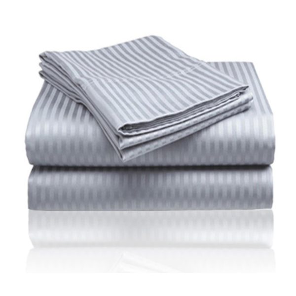 Embossed 1800 Series Wrinkle Resistant Stripe All Season Bed Sheet Set Gray by Plazatex Online Sale