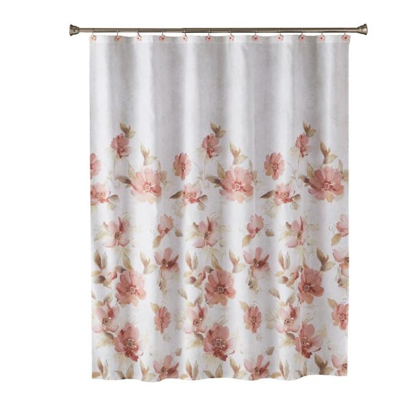 Saturday Knight Ltd Misty Floral Pretty Woven Design Fabric Bath Shower Curtain - 70x72 , Pink Online Hot Sale - Image 3