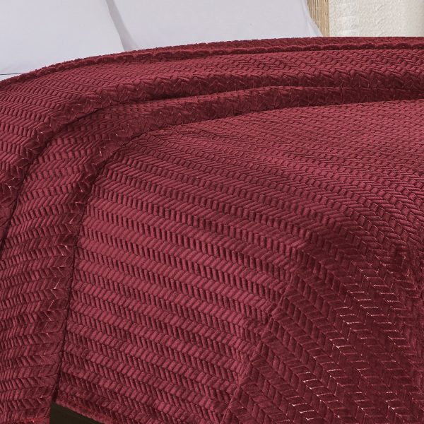 Plazatex Chevron Braided Stylish Soft Comfortable and Lightweight All Seasons Blanket Burgundy Hot on Sale - Image 4