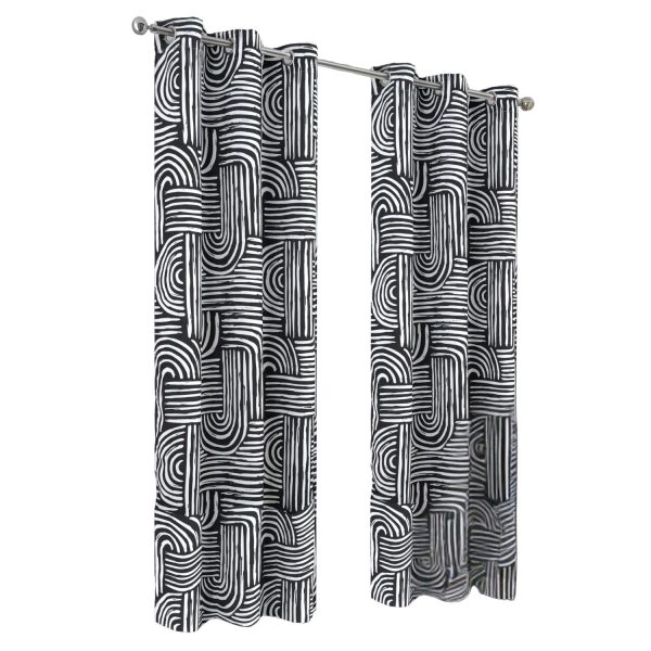 RT Designer Collection Ashton Printed Blackout Luxurious Decorative Grommet Curtain Panel 54  x 84  Black Online now - Image 2