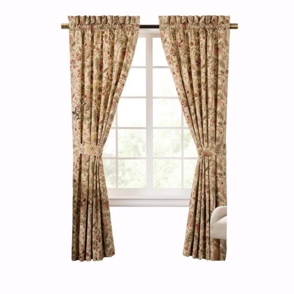 Ellis Curtain Regency 3  Rod Pocket Curtain Panel Pair with Tiebacks Antique Hot on Sale