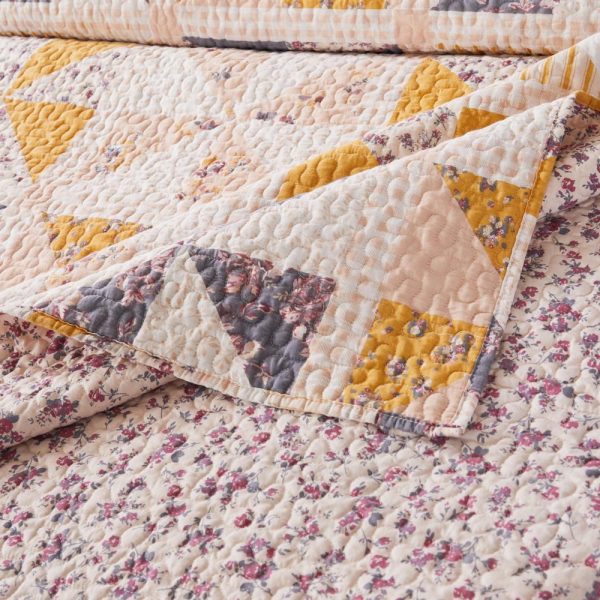 Greenland Home Fashions Pinwheel & Posey Luxury Modern Design Quilt Set for Bed Peach on Sale - Image 5