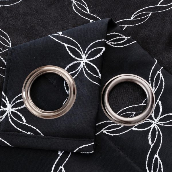 RT Designer Collection Gable Embroidered Blackout Luxurious Decorative Grommet Curtain Panel Black Online Sale - Image 3