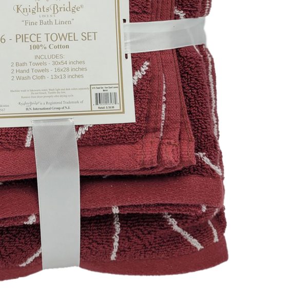 Knightsbridge Luxurious 6 Pieces Yarn Dyed Jacquard All Season Towel Set Merlot Discount - Image 4