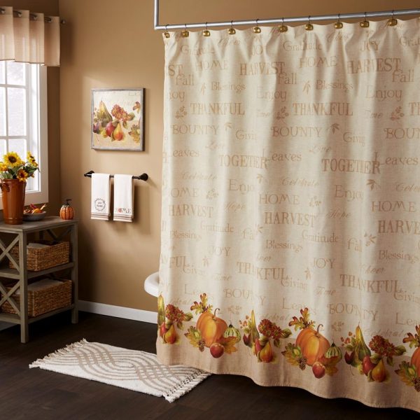 SKL Home Saturday Knight Ltd Harvest Bounty Lightweight Fabric Design And Harvest Themed Shower Curtain - 70x72 , Natural Fashion - Image 2