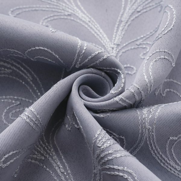 RT Designer Collection Kimber Embroidered Blackout Luxurious Decorative Grommet Curtain Panel Silver Hot on Sale - Image 5
