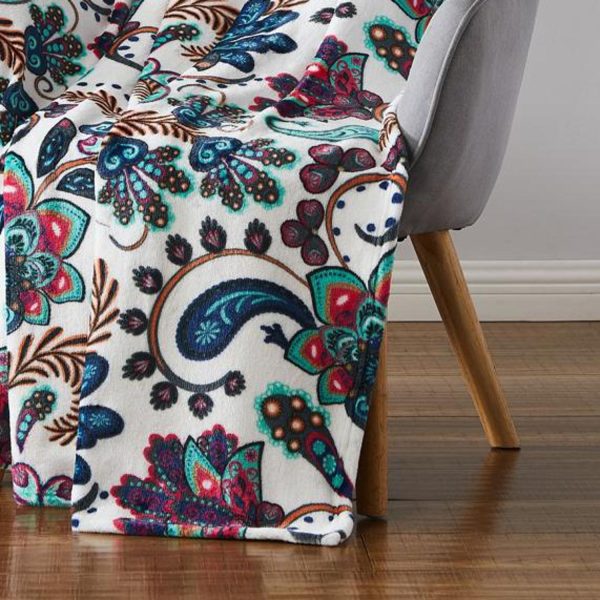 Oliva Gray Jacobean Printed Flannel Throw - 50x60  Multi Online Sale - Image 3