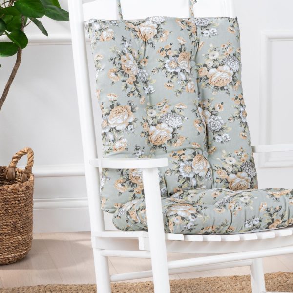 Ellis Bella Rose Stylish Medium Scale Printed Floral Pattern Ties to Secure Rocker Set 18 x24  Mist Supply - Image 4