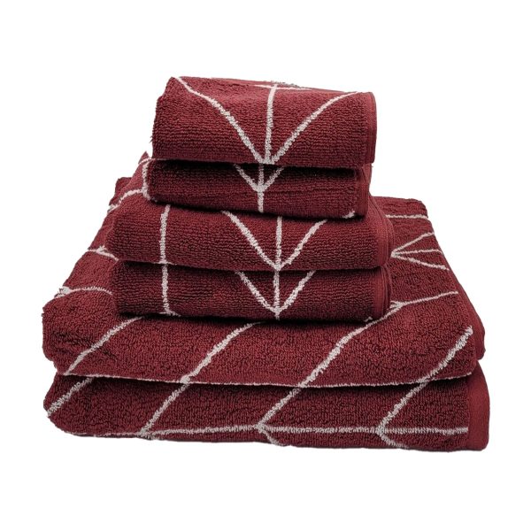 Knightsbridge Luxurious 6 Pieces Yarn Dyed Jacquard All Season Towel Set Merlot Discount - Image 2