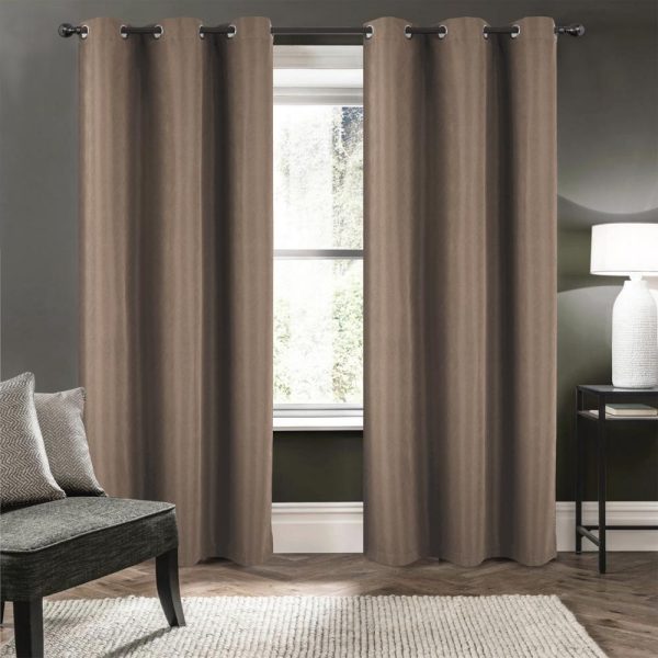 RT Designers Collection Barron 100% Blackout Grommet Curtain Panel 54  x 90  Taupe Online Hot Sale - Image 2